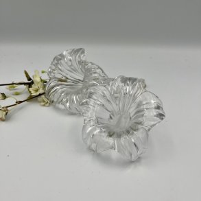 Vintage liggende liljevaser i klart glas