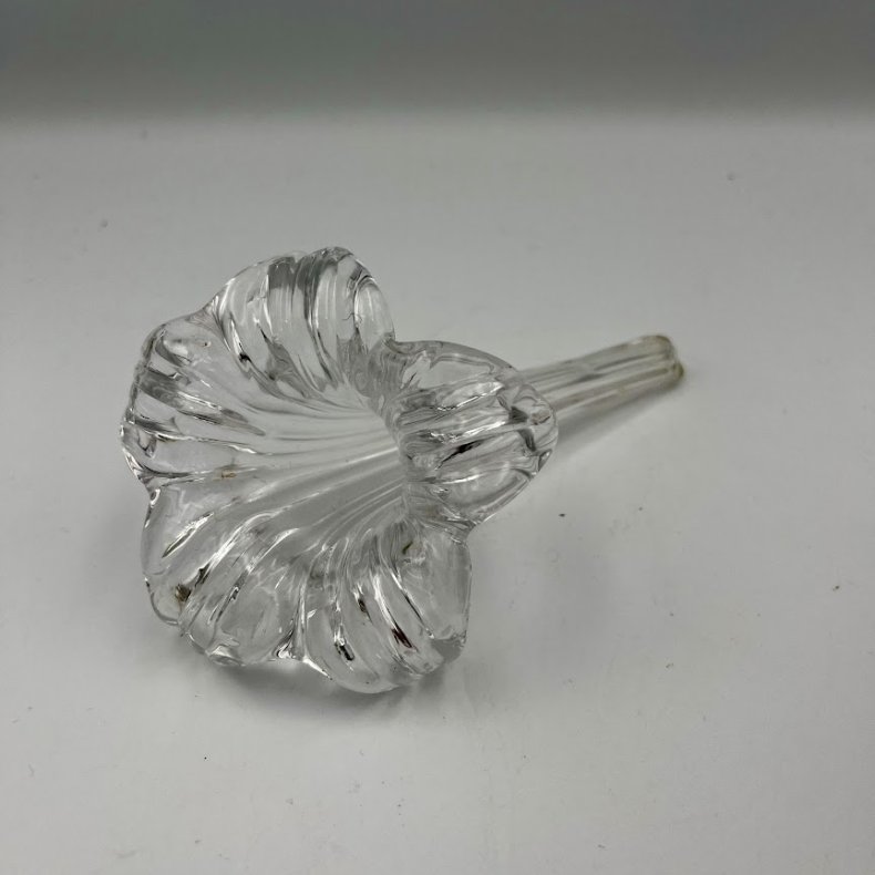 Vintage liggende liljevaser i klart glas