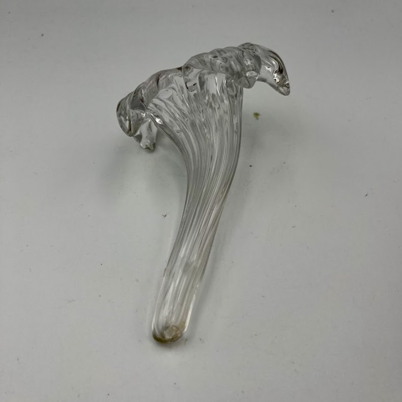 Vintage liggende liljevaser i klart glas
