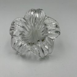 Vintage liggende liljevaser i klart glas