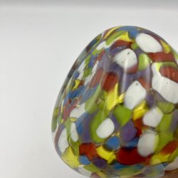 Mundbl�st glaskunst vase i Murano stil med flerfarvet m�nster