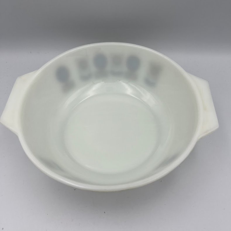 Vintage JAJ Pyrex Indiana ovalt fad med glasl�g