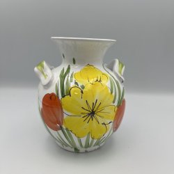 Vintage italiensk stil keramikvase med h�ndmalede blomster