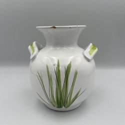 Vintage italiensk stil keramikvase med h�ndmalede blomster
