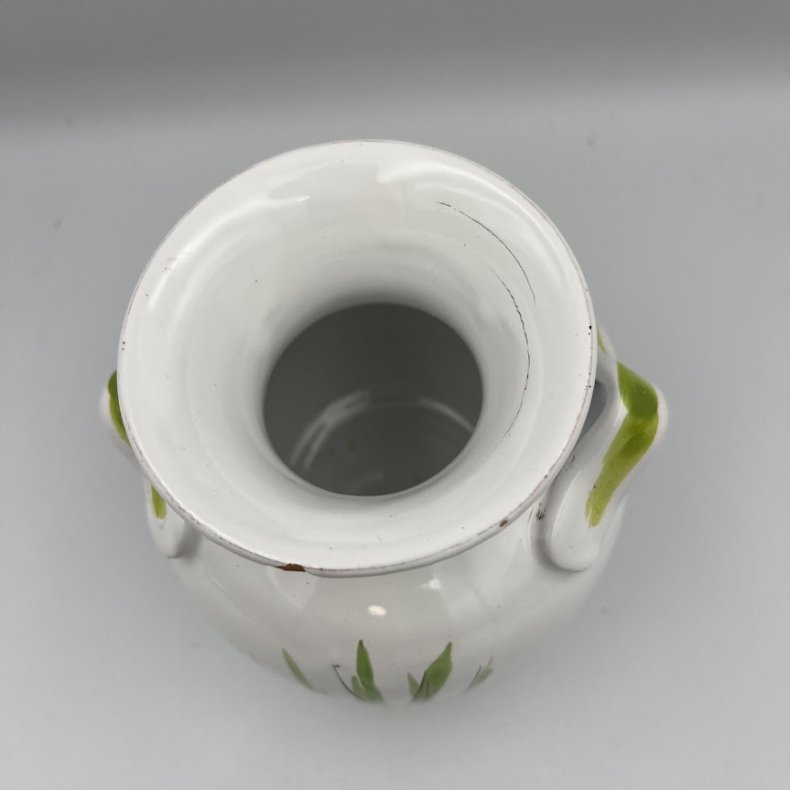 Vintage italiensk stil keramikvase med h�ndmalede blomster