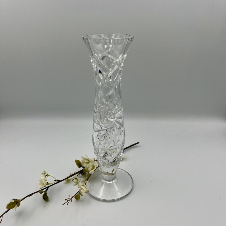 Elegant vintage krystalvase med Pinwheel m�nster 