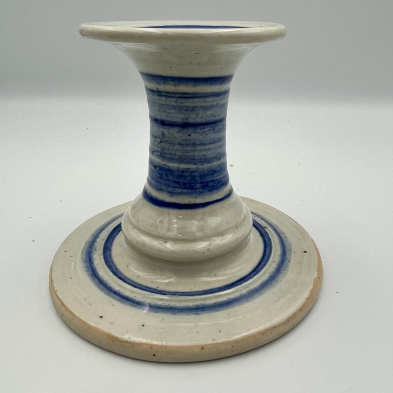 Vintage Tue Poulsen keramik lysestage med bl� striber