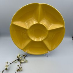 Vintage Aluminia Confetti cabaretfad i gul fajance