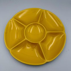 Vintage Aluminia Confetti cabaretfad i gul fajance