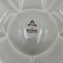 Vintage Aluminia Confetti cabaretfad i gul fajance