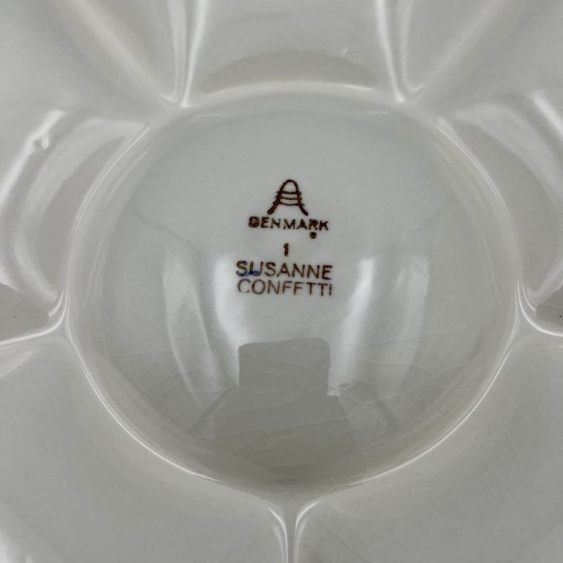 Vintage Aluminia Confetti cabaretfad i gul fajance
