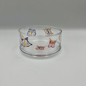Glassk�l med sommerfugl