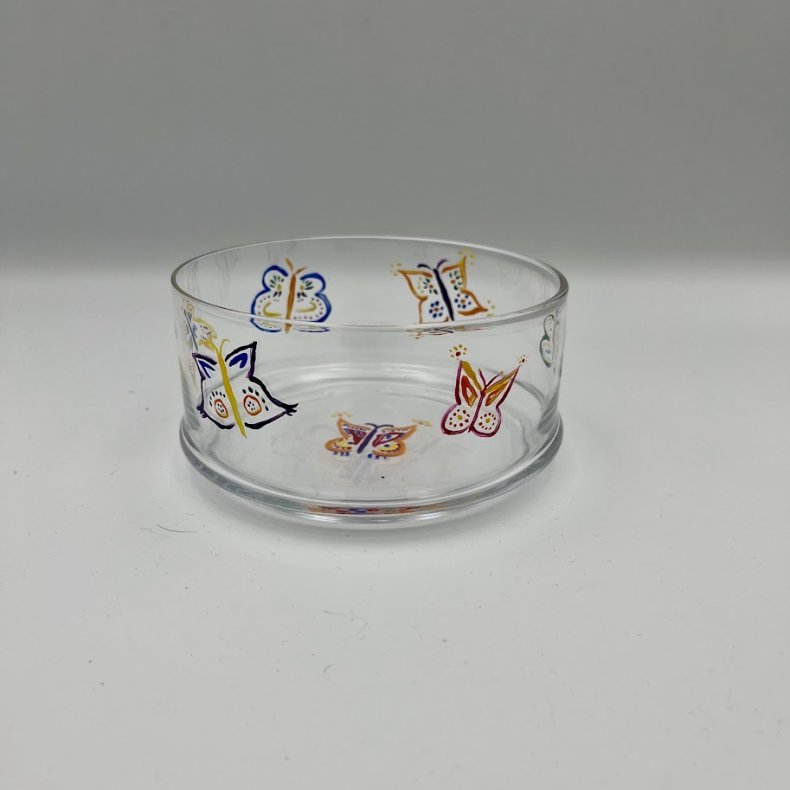 Glassk�l med sommerfugl