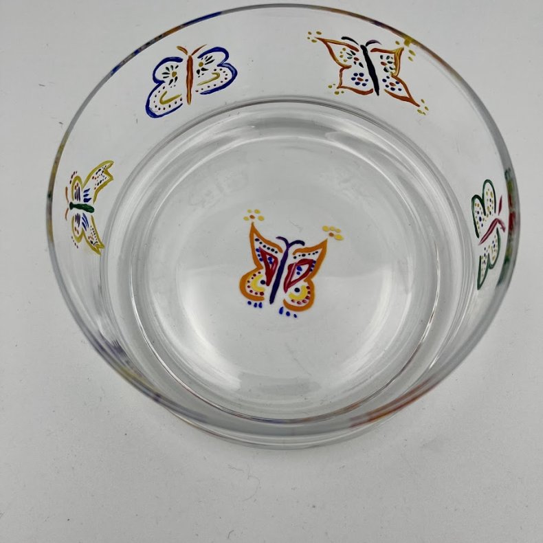 Glassk�l med sommerfugl