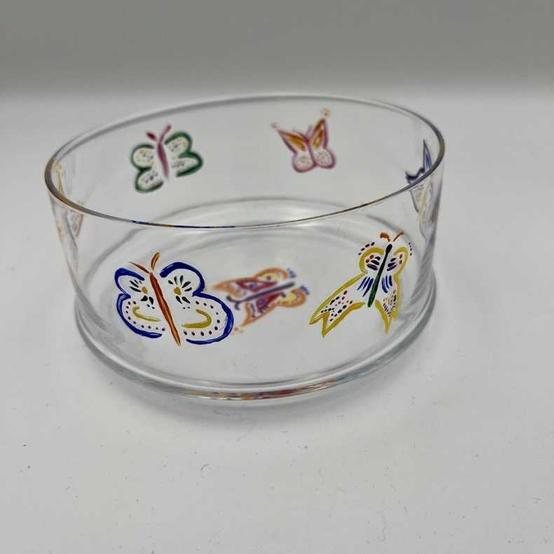 Glassk�l med sommerfugl