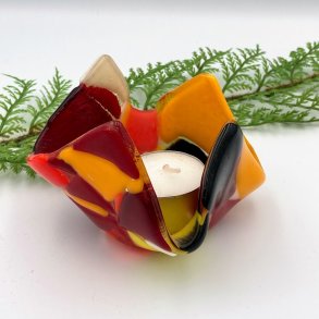 Fyrfadsstage i farvet glas