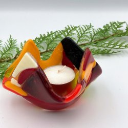 Fyrfadsstage i farvet glas