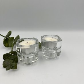 2 sm� glas fyrfadsstager