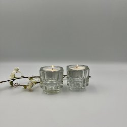 2 Glas fyrfadsstager
