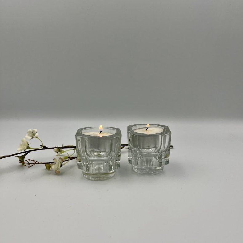 2 Glas fyrfadsstager