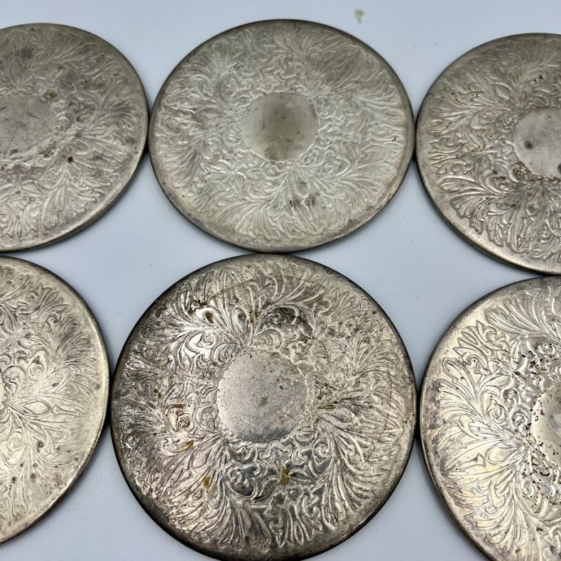 Bordsk�nere/coasters i s�lvplet