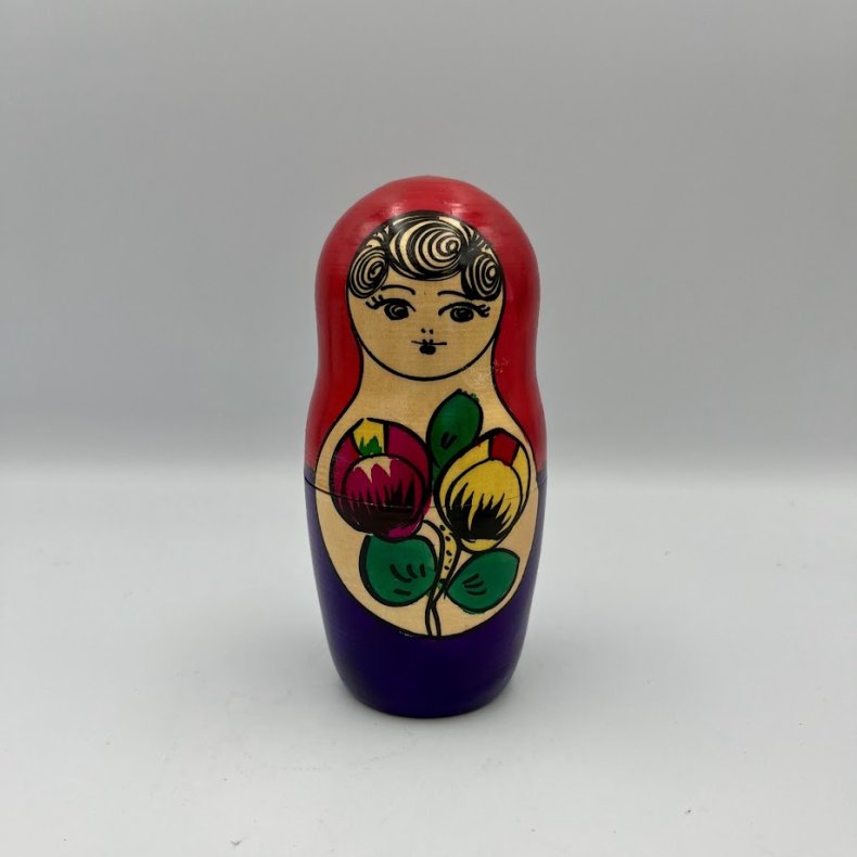 Klassiske H�ndmalede Babushka-dukker i Tr� � Traditionelt S�t (5 stk.)