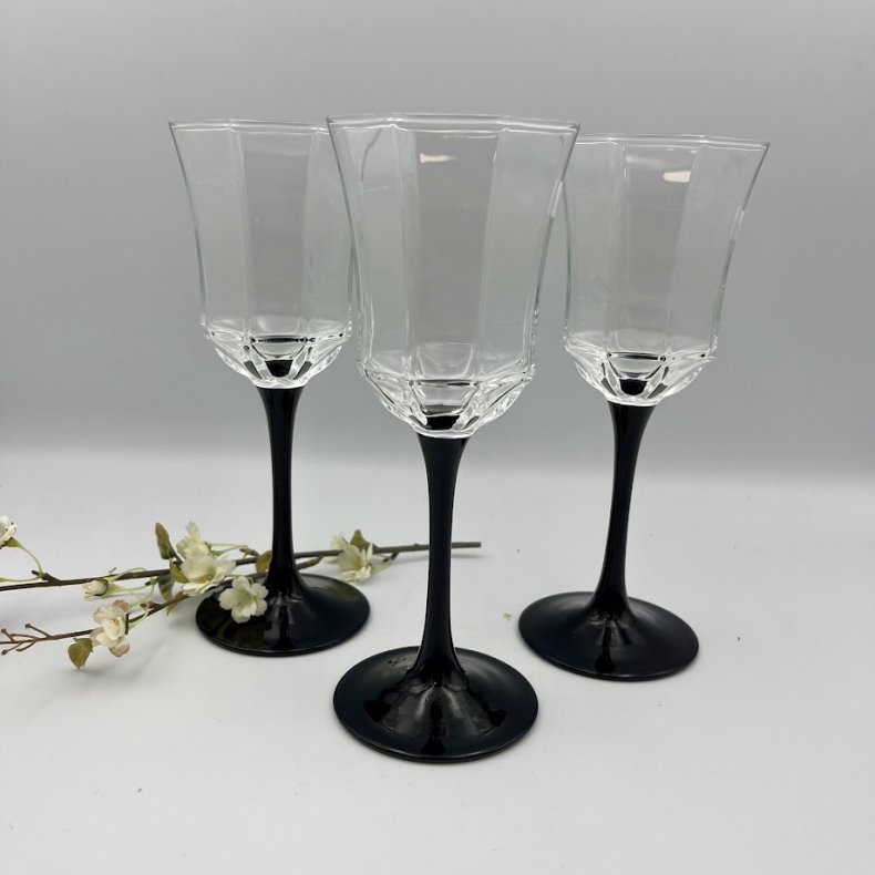 Vintage Luminarc Octime Vinglas med Sort Stilk