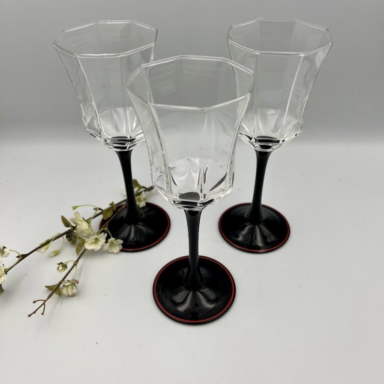 Luminarc Octime Vintage Vinglas med Sort Stilk og R�d Kant