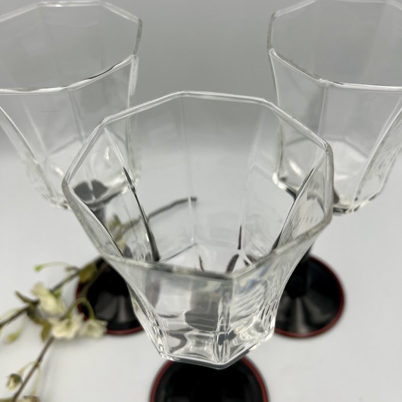 Luminarc Octime Vintage Vinglas med Sort Stilk og R�d Kant