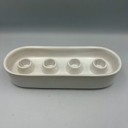 Elegant oval lysestage i hvid keramik til 4 lys