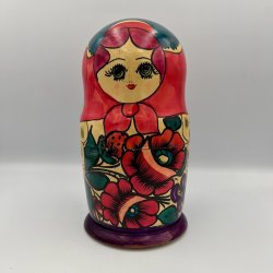 Klassiske H�ndmalede Babushka-dukker i Tr� � Traditionelt S�t (6 stk.)