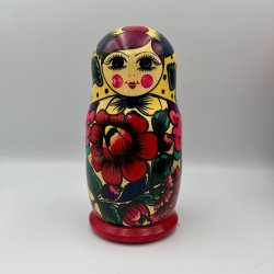 Klassiske H�ndmalede Babushka-dukker i Tr� � Traditionelt S�t (6 stk.)