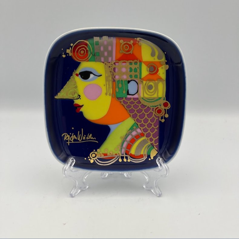 Vintage Rosenthal Bj�rn Wiinblad "1001 Nat" Porcel�nssk�l / Platte (11 x 11 cm)