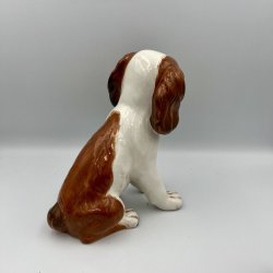 Vintage Italiensk Keramik Hund � H�ndmalet Spaniel / Beagle Hvalp (1970'erne)