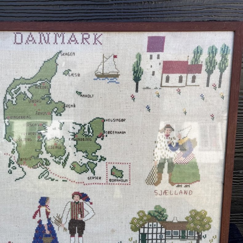 H�ndbroderet Danmarkskort