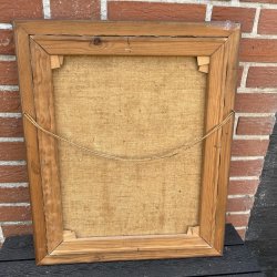 Vintage Oliemaleri � Alpin Bjergs� og Bindingsv�rkshuse af E. Vogt