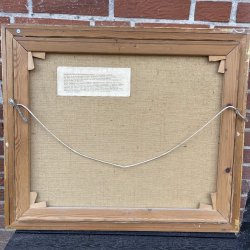 Klassisk oliemaleri af Carl A. Kobberup � Skovsti i gl�dende aftensol