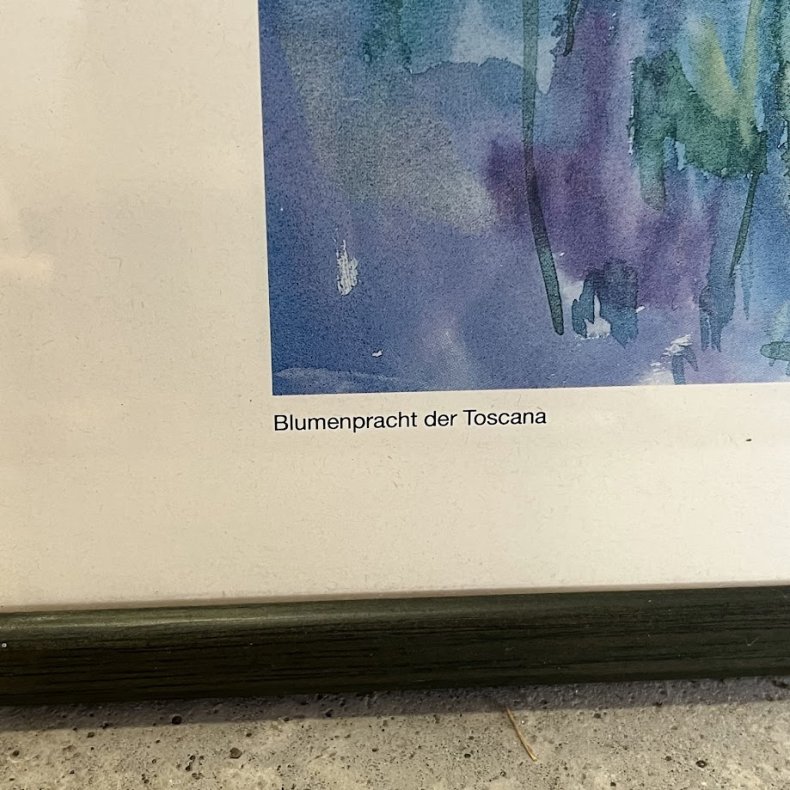 Par af vintage kunstplakater � Linda Fay Powell akvareltryk med toscanske motiver