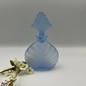 Elegant Vintage Parfumeflaske i Frostet Bl� Glas
